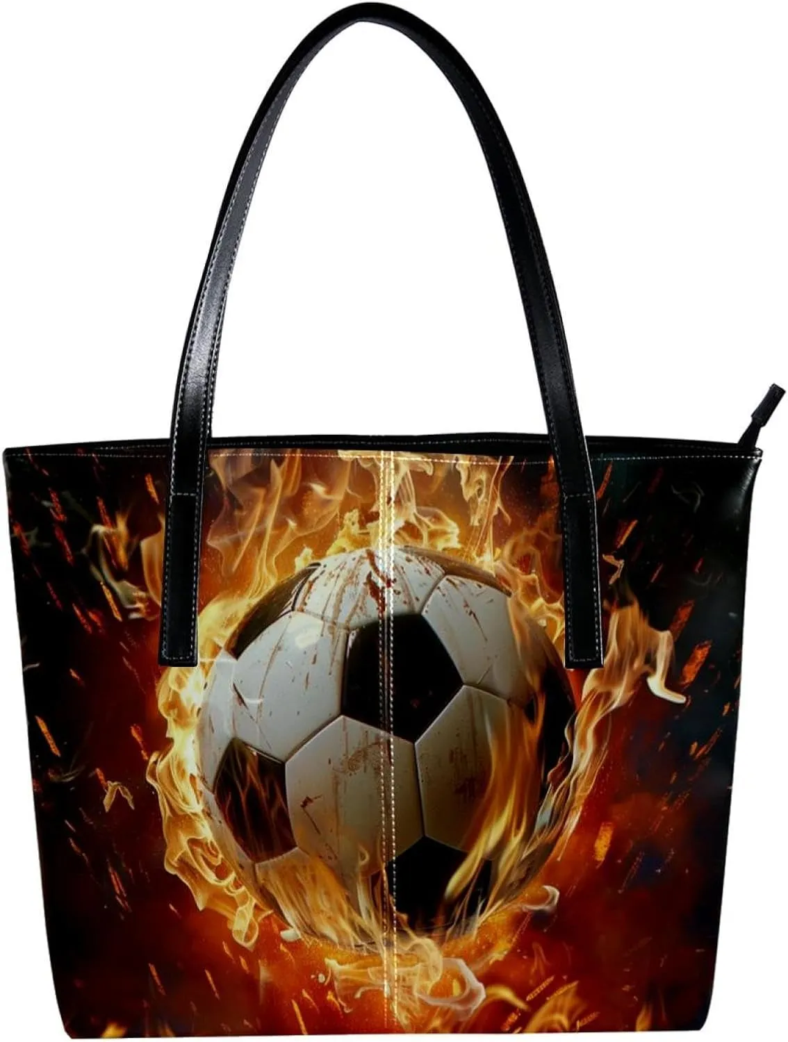 Tote Bag for Women, Large Tote Bag, Tote Bag with Zipper, Modern Flame Football, Womens Tote Bags for Work