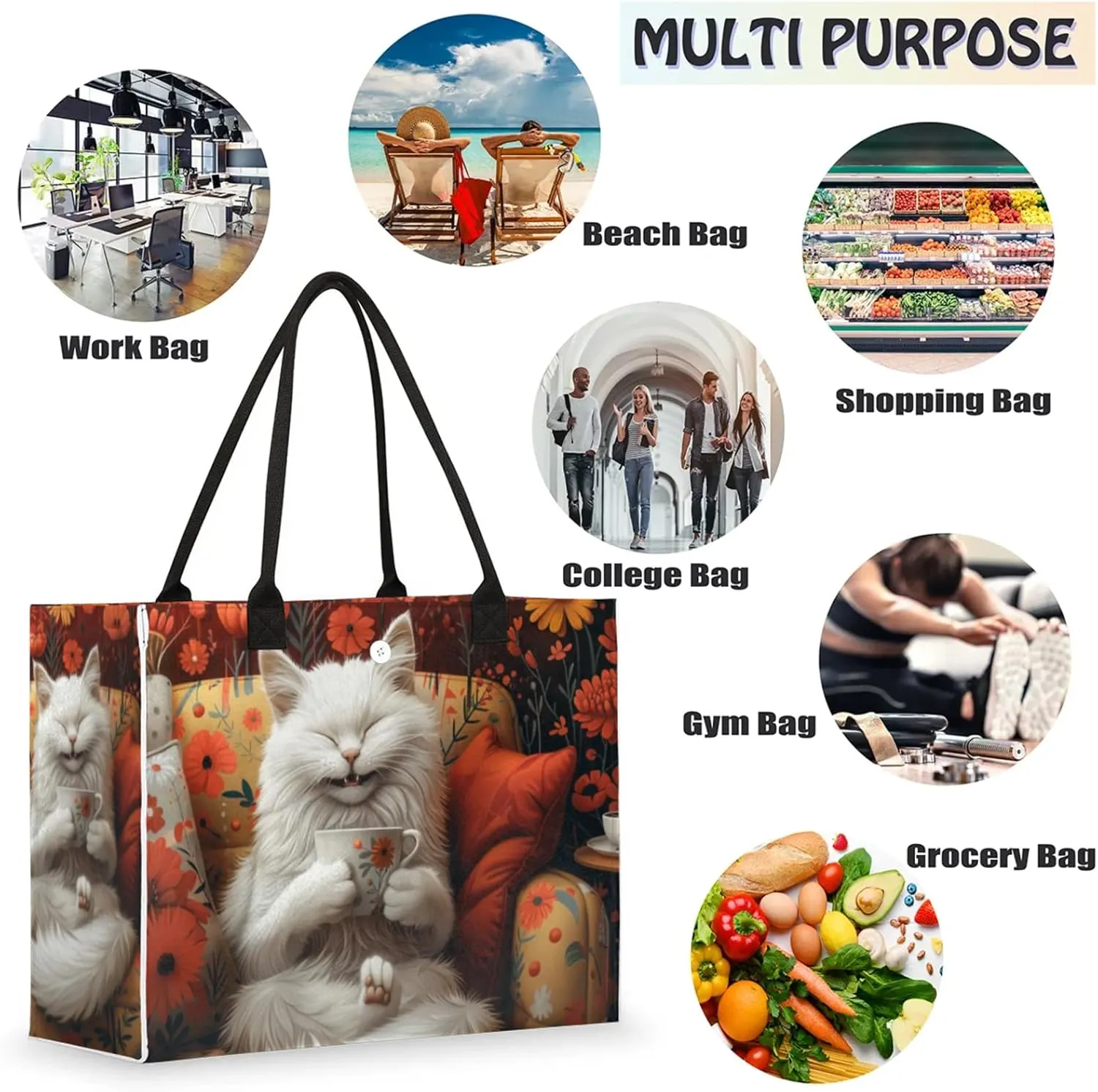 Tote Bag for Women Reusable Canvas Shoulder Bag
