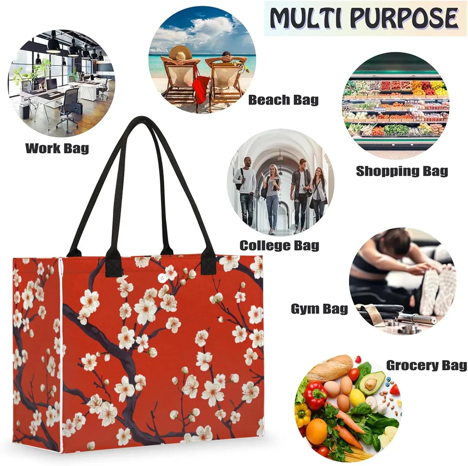Tote Bag for Women Reusable Canvas Shoulder Bag
