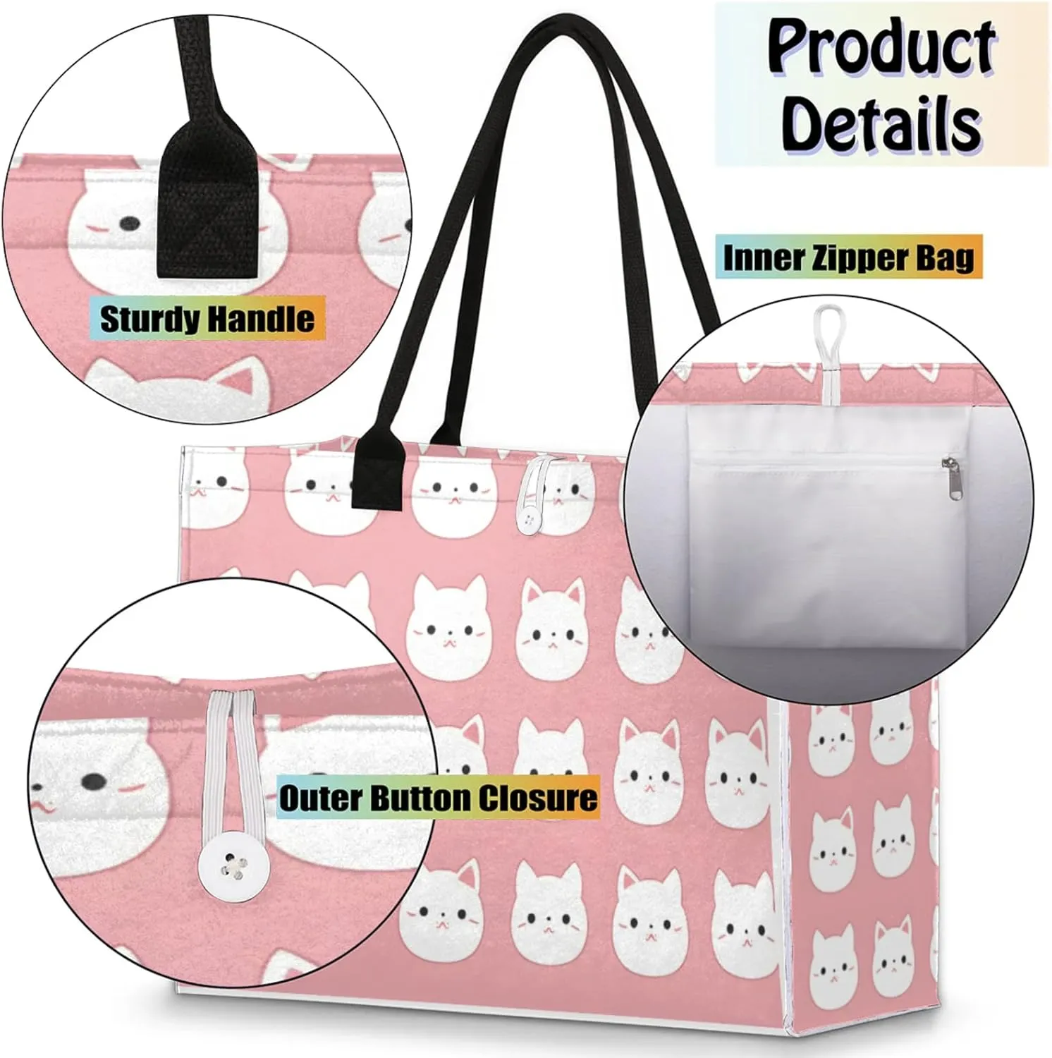 Tote Bag for Women Reusable Canvas Shoulder Bag
