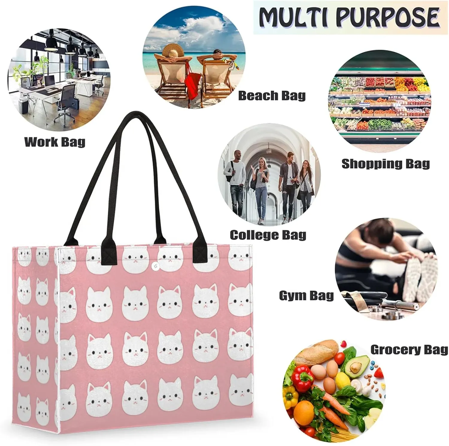 Tote Bag for Women Reusable Canvas Shoulder Bag