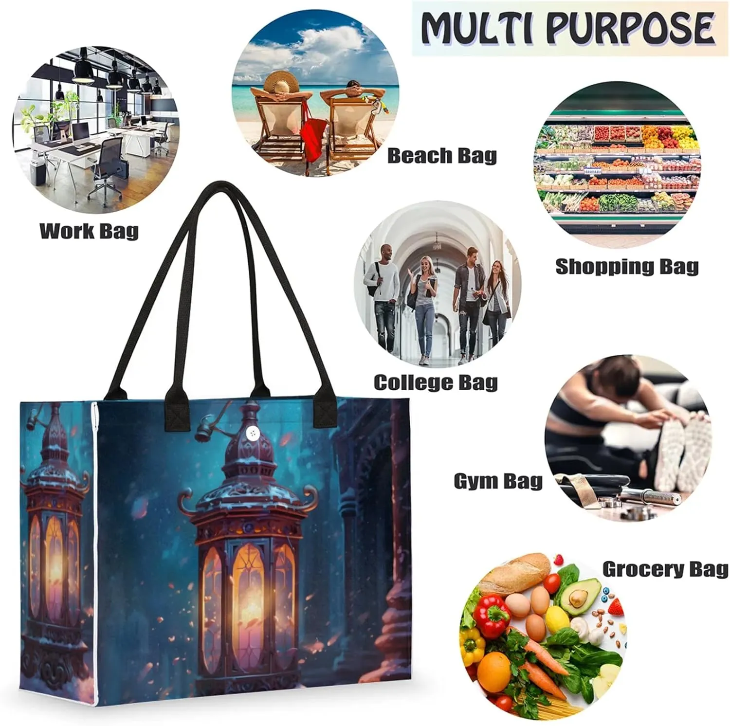Tote Bag for Women Reusable Canvas Shoulder Bag