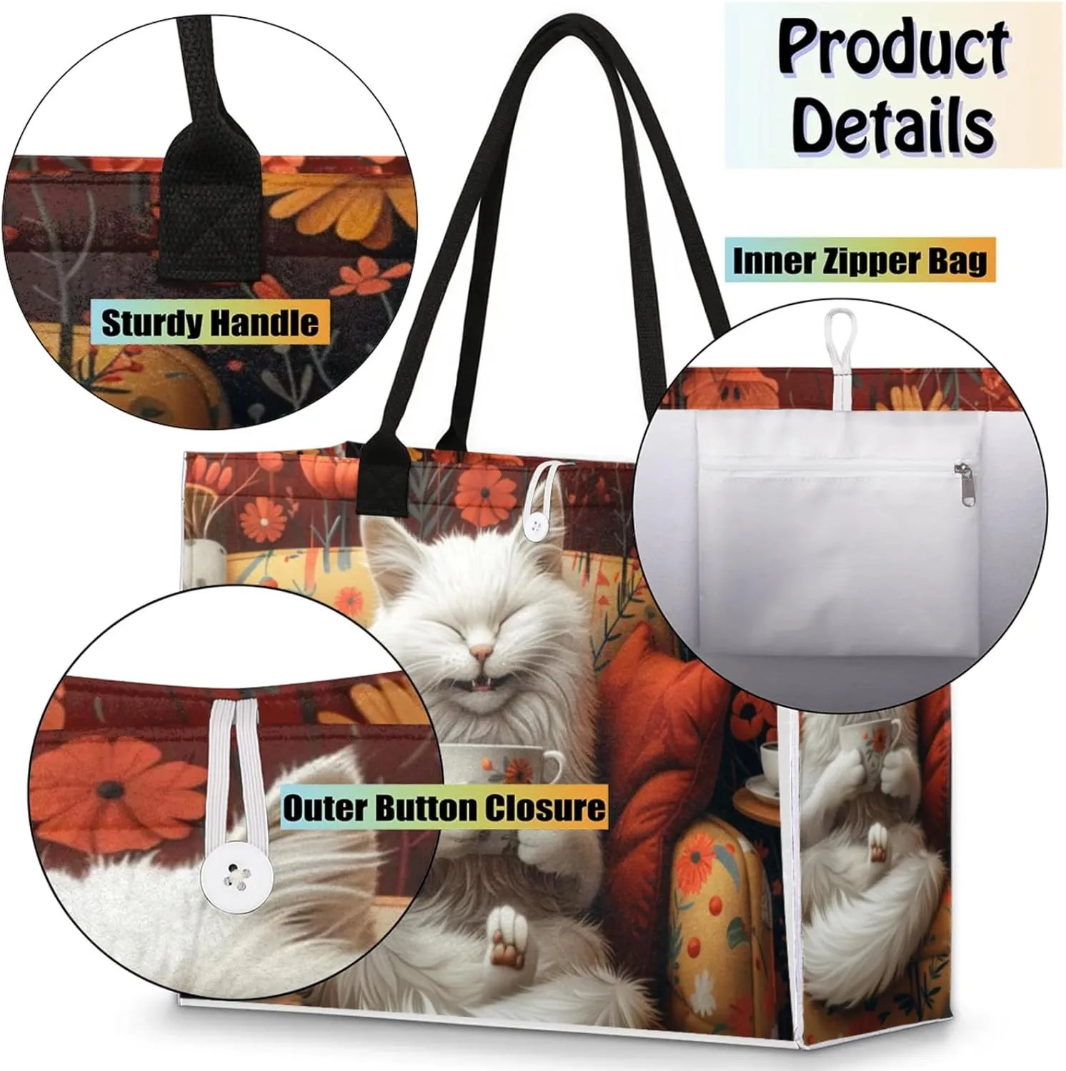 Tote Bag for Women Reusable Canvas Shoulder Bag