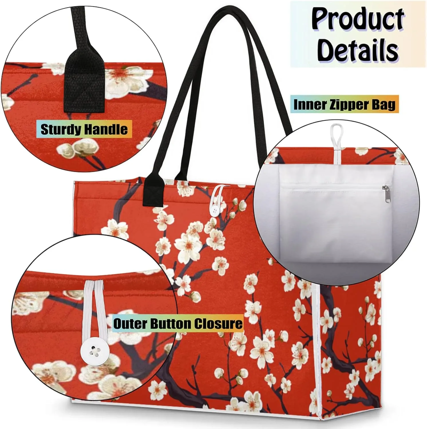 Tote Bag for Women Reusable Canvas Shoulder Bag