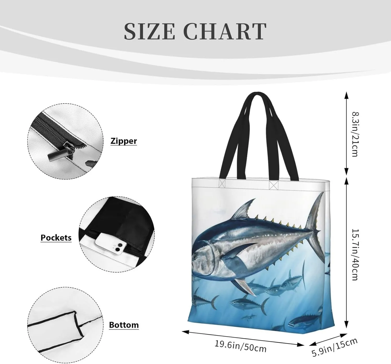 Tote Bag for Women Reusable Grocery Bags Boho Elephant Tote Bag with Inner Pocket Travel Tote for Shopping