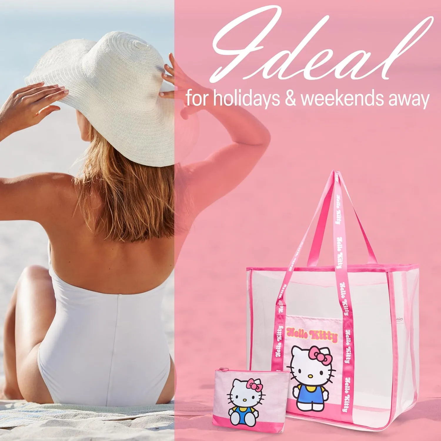 Tote Bag for Women Teens Mesh Beach Bag Travel Bags with Small Pouch