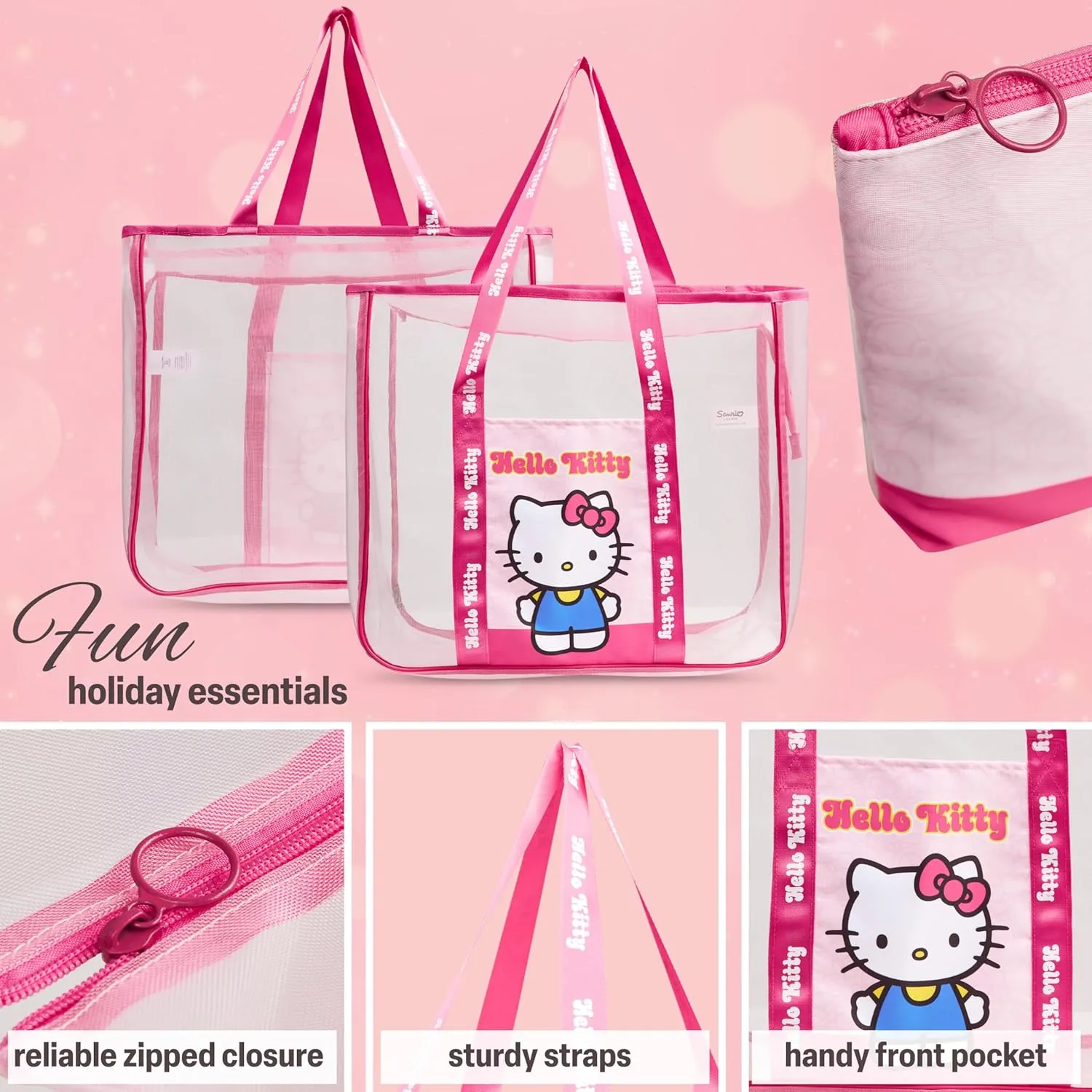 Tote Bag for Women Teens Mesh Beach Bag Travel Bags with Small Pouch