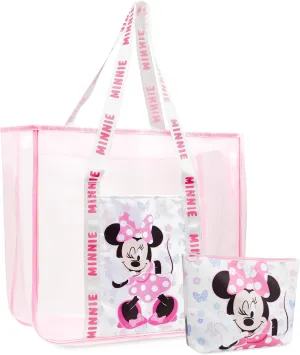 Tote Bag for Women Teens Mesh Beach Bag Travel Bags with Small Pouch