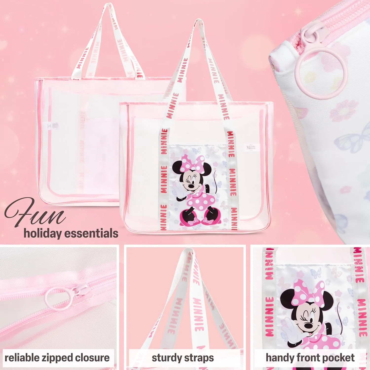 Tote Bag for Women Teens Mesh Beach Bag Travel Bags with Small Pouch