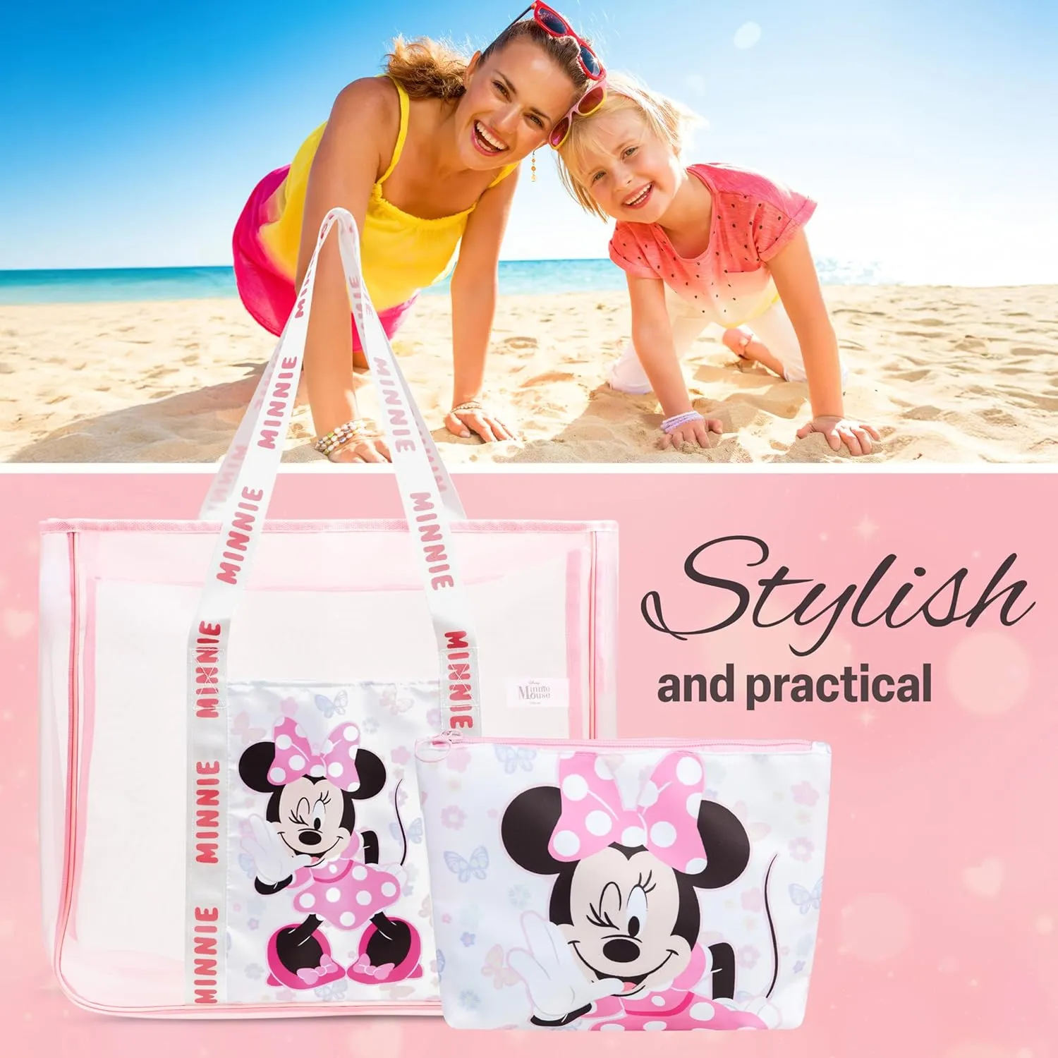Tote Bag for Women Teens Mesh Beach Bag Travel Bags with Small Pouch