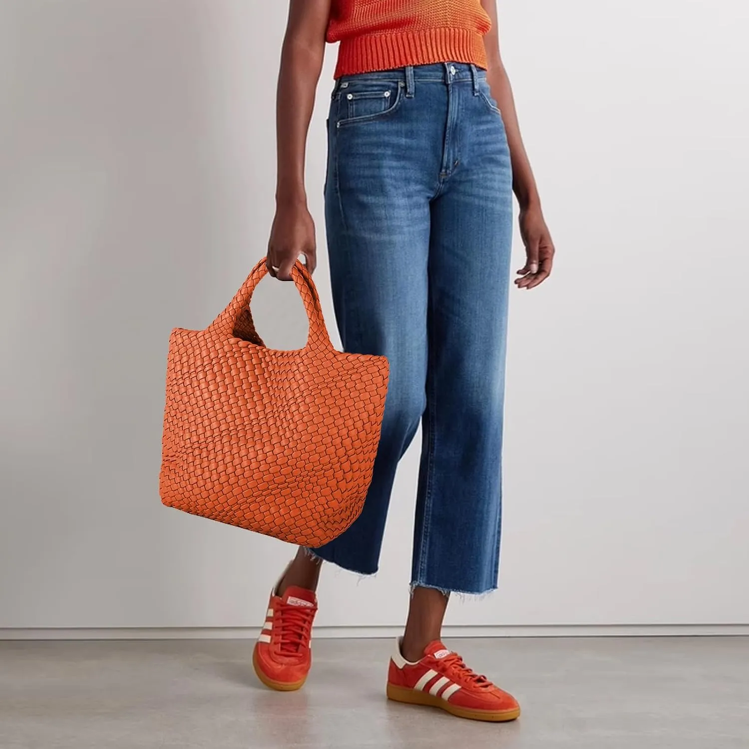 Tote Bag For Women Vegan Leather Handmade Woven Tote Bag Beach Bag Travel Handbag And Purse Top Handle Hobo Tote Bags