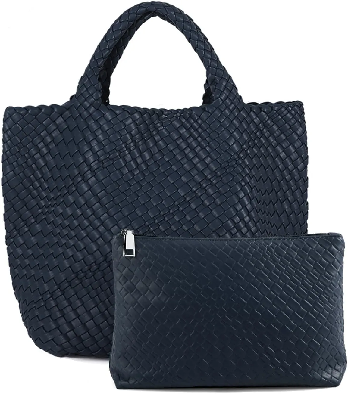 Tote Bag For Women Vegan Leather Handmade Woven Tote Bag Beach Bag Travel Handbag And Purse Top Handle Hobo Tote Bags