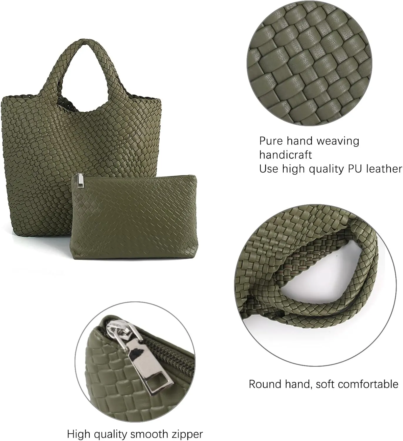 Tote Bag For Women Vegan Leather Handmade Woven Tote Bag Beach Bag Travel Handbag And Purse Top Handle Hobo Tote Bags