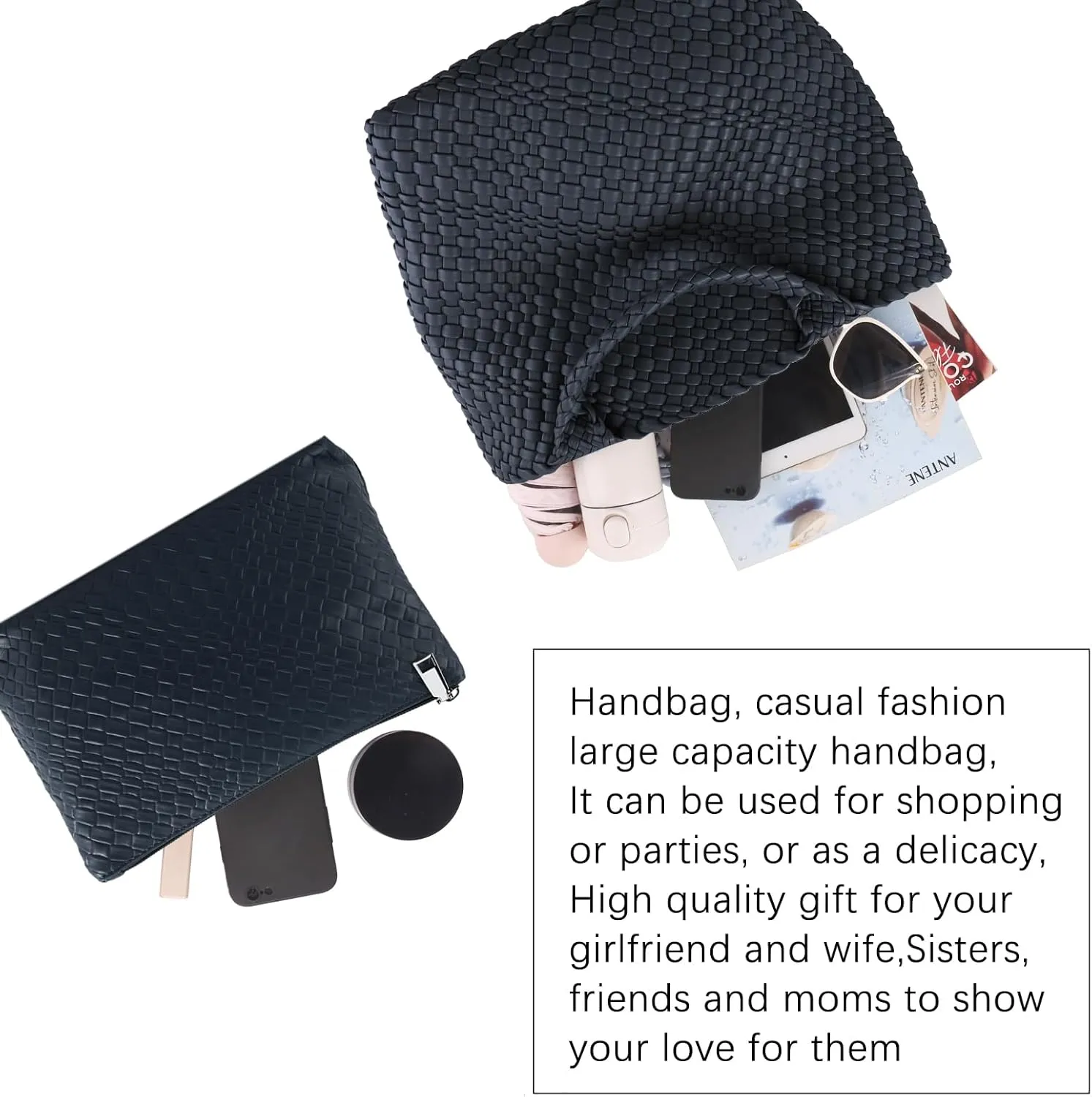 Tote Bag For Women Vegan Leather Handmade Woven Tote Bag Beach Bag Travel Handbag And Purse Top Handle Hobo Tote Bags