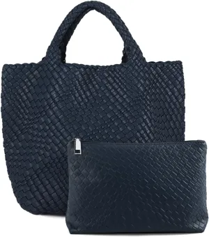 Tote Bag For Women Vegan Leather Handmade Woven Tote Bag Beach Bag Travel Handbag And Purse Top Handle Hobo Tote Bags