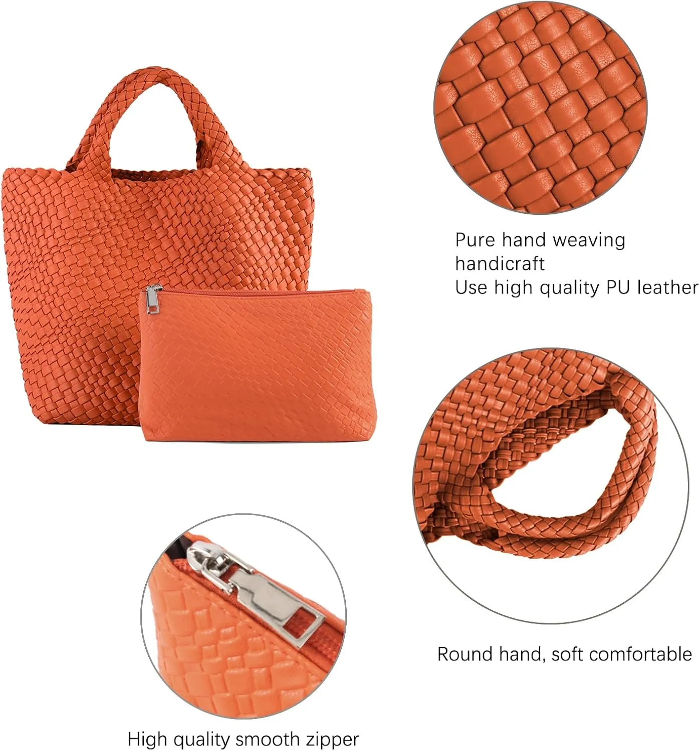 Tote Bag For Women Vegan Leather Handmade Woven Tote Bag Beach Bag Travel Handbag And Purse Top Handle Hobo Tote Bags