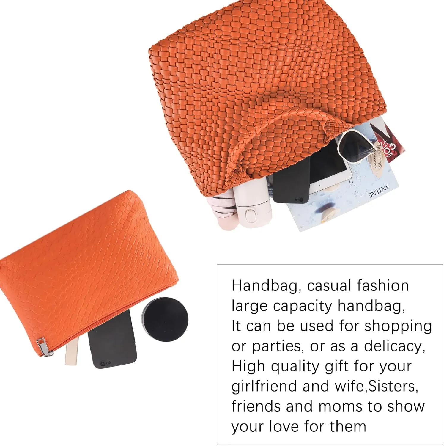 Tote Bag For Women Vegan Leather Handmade Woven Tote Bag Beach Bag Travel Handbag And Purse Top Handle Hobo Tote Bags