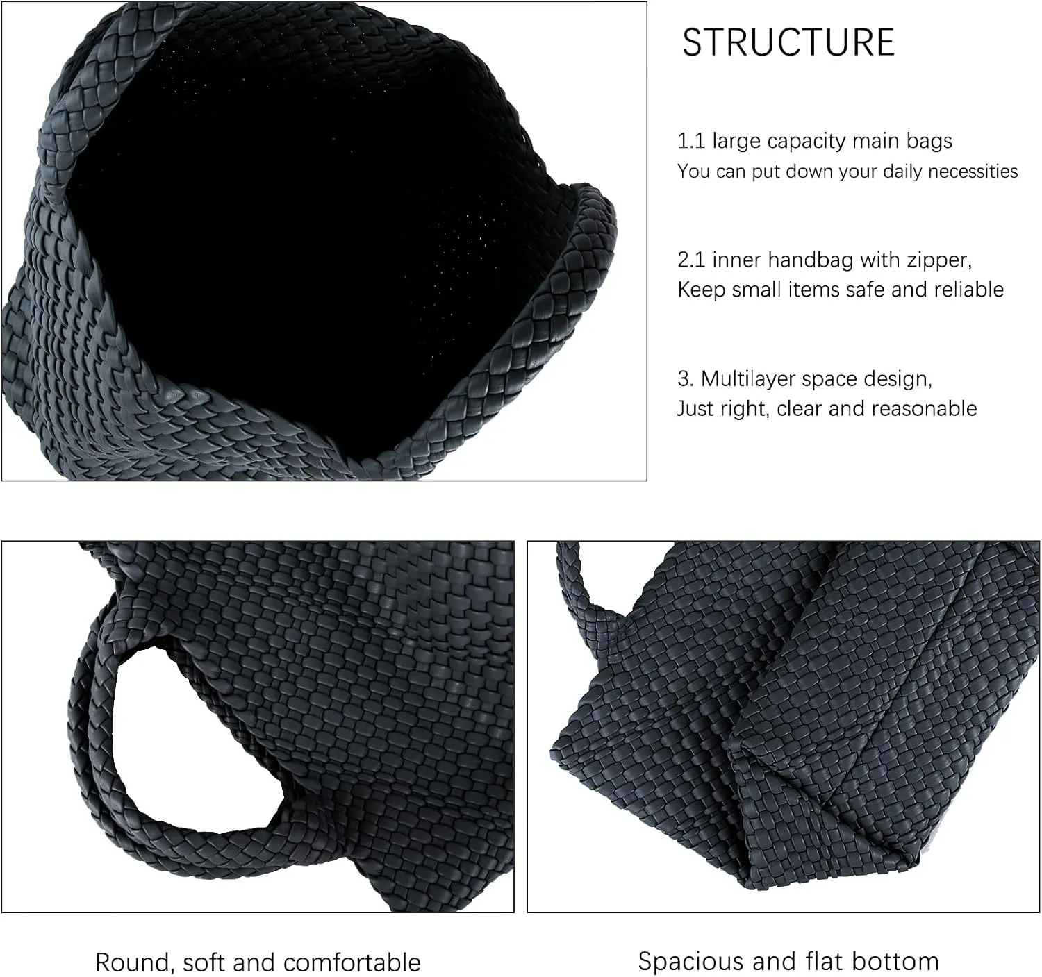 Tote Bag For Women Vegan Leather Handmade Woven Tote Bag Beach Bag Travel Handbag And Purse Top Handle Hobo Tote Bags