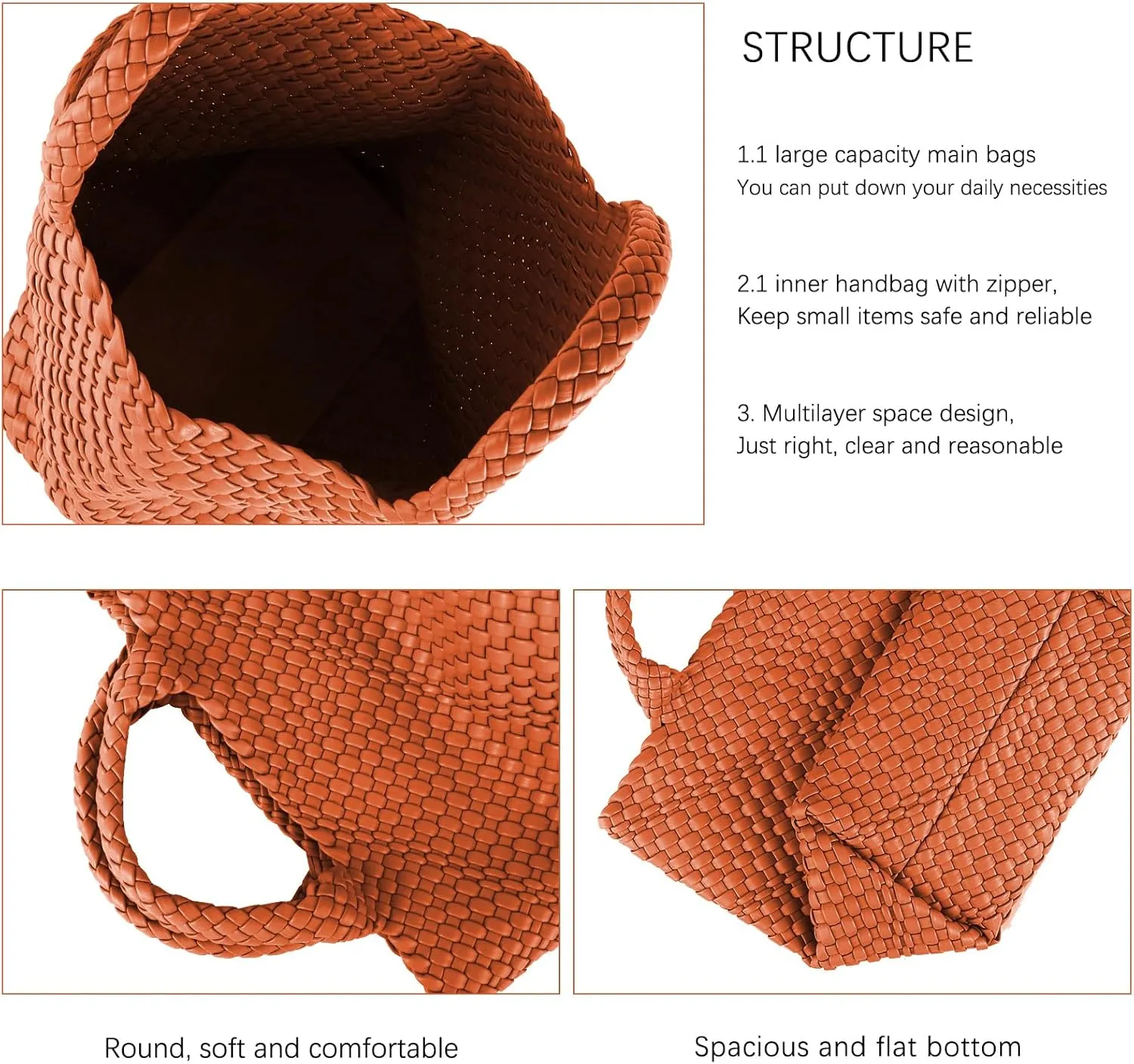 Tote Bag For Women Vegan Leather Handmade Woven Tote Bag Beach Bag Travel Handbag And Purse Top Handle Hobo Tote Bags