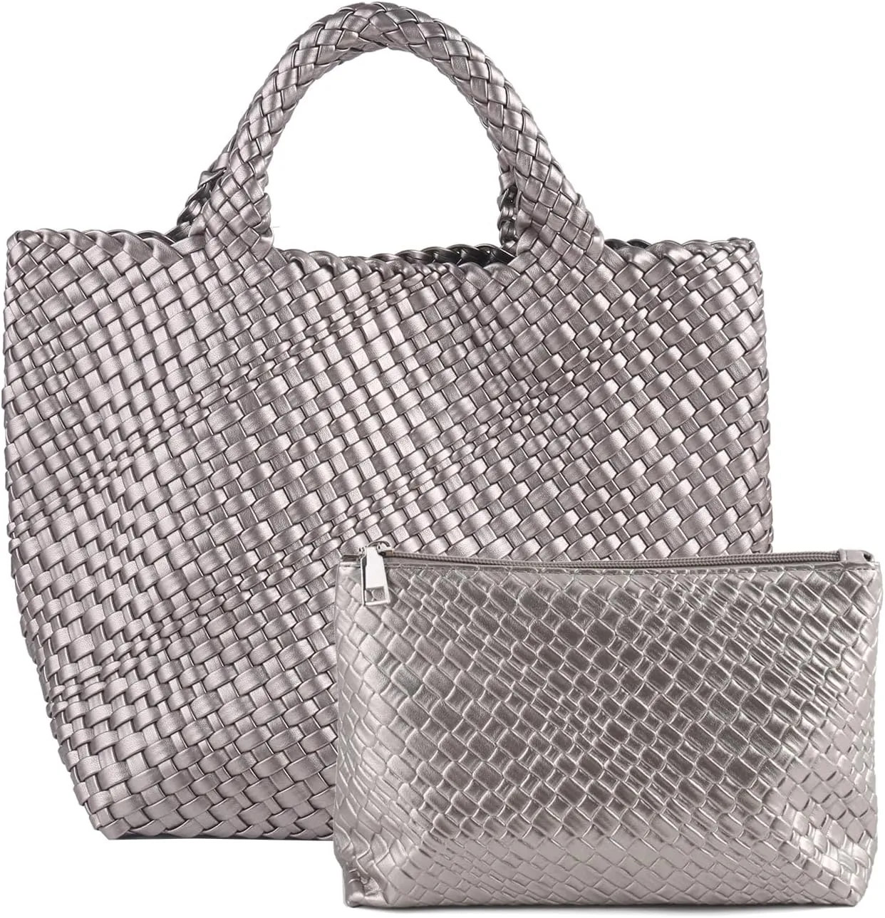 Tote Bag For Women Vegan Leather Handmade Woven Tote Bag Beach Bag Travel Handbag And Purse Top Handle Hobo Tote Bags