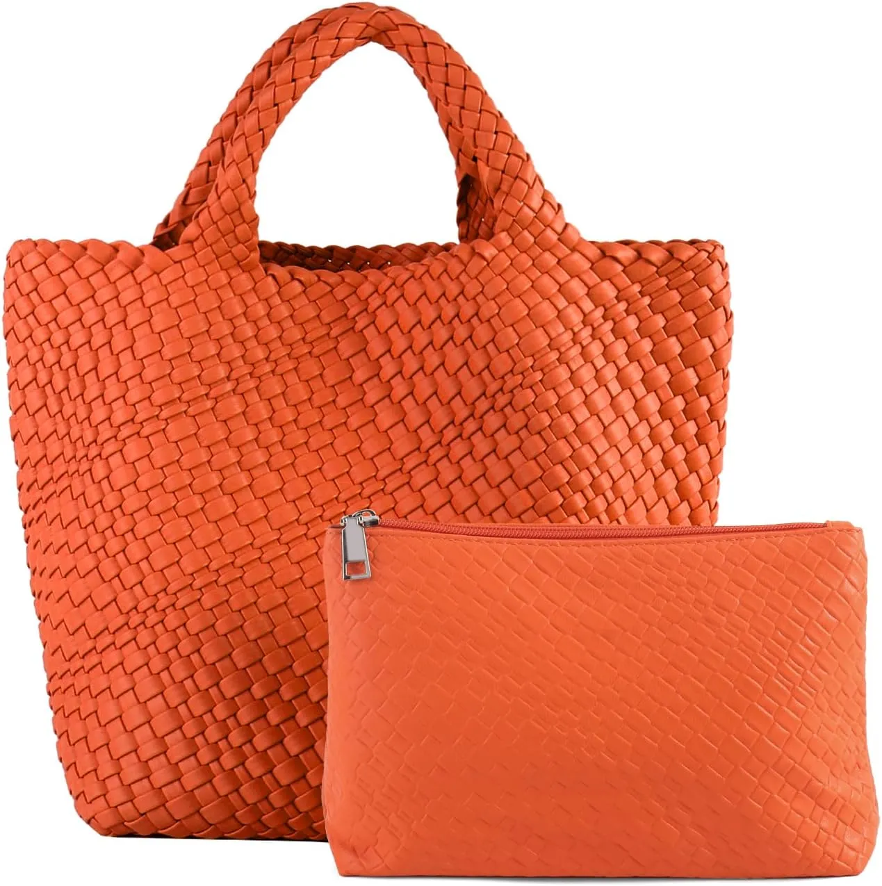 Tote Bag For Women Vegan Leather Handmade Woven Tote Bag Beach Bag Travel Handbag And Purse Top Handle Hobo Tote Bags