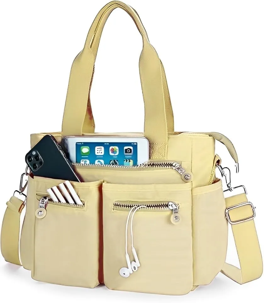 Tote Bag for Women work Handbags for Women Crossbody Bags with Multiple Pockets (Yellow)