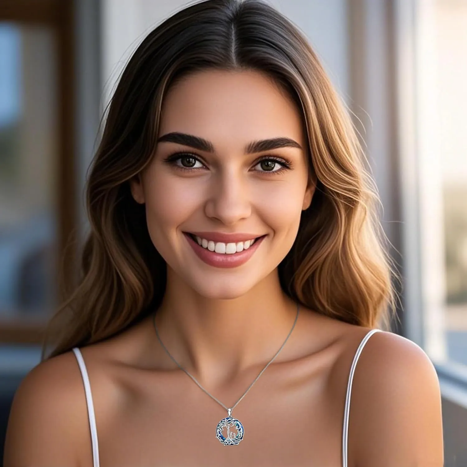 TOUPOP Mothers Day Gifts for Mom, Mothers and Daughter/Son Necklace, 925 Sterling Silver Tree of Life Pendant Family Crystal Jewelry Birthday Gifts for Women Mother Grandma Wife