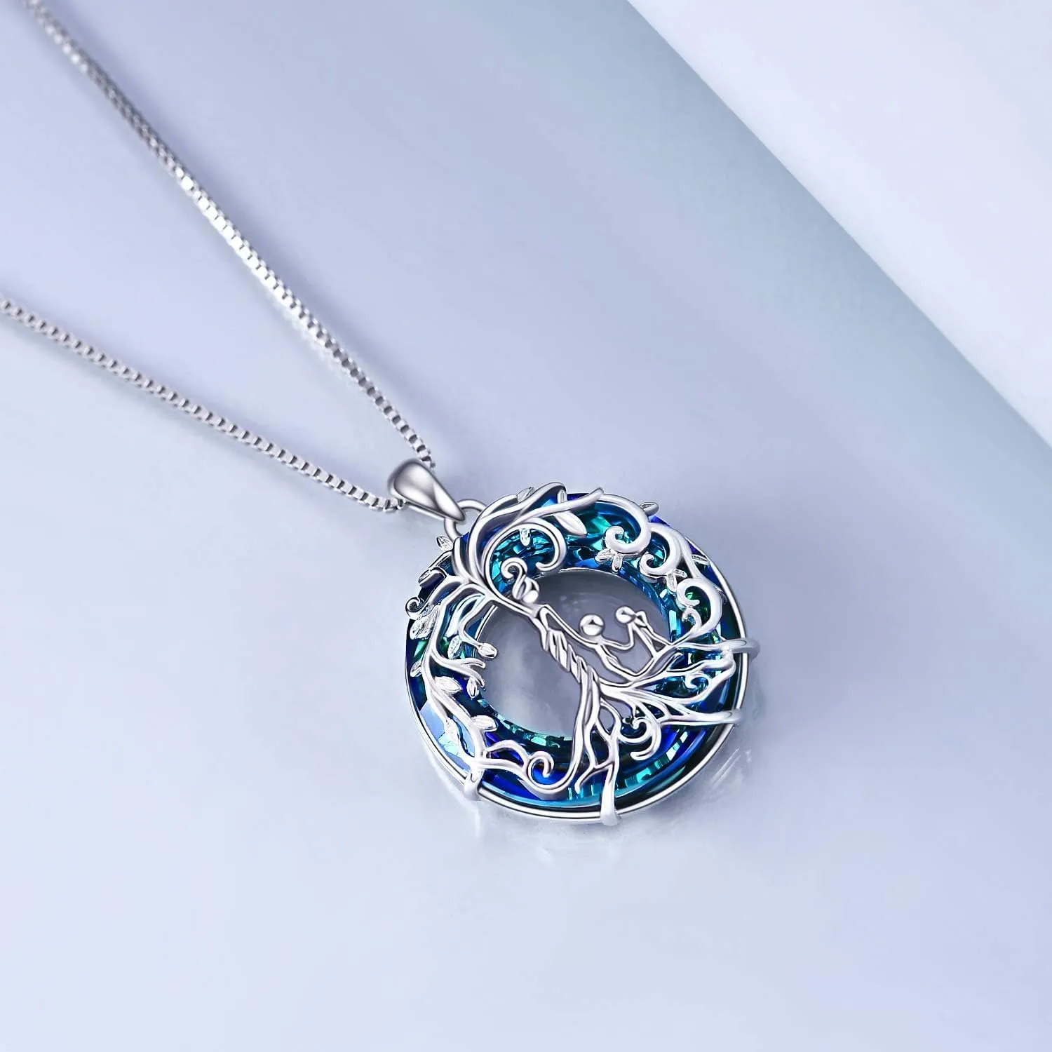 TOUPOP Mothers Day Gifts for Mom, Mothers and Daughter/Son Necklace, 925 Sterling Silver Tree of Life Pendant Family Crystal Jewelry Birthday Gifts for Women Mother Grandma Wife