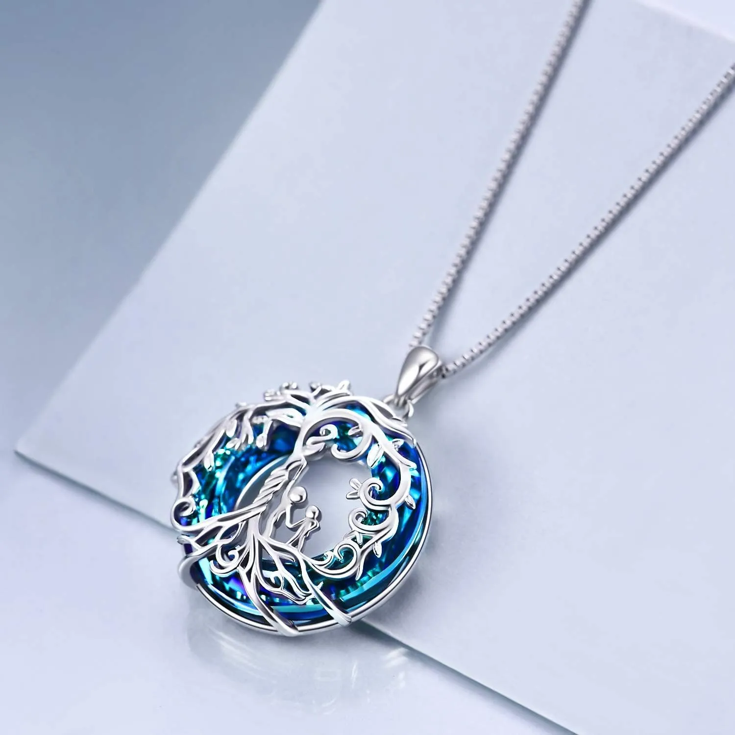 TOUPOP Mothers Day Gifts for Mom, Mothers and Daughter/Son Necklace, 925 Sterling Silver Tree of Life Pendant Family Crystal Jewelry Birthday Gifts for Women Mother Grandma Wife