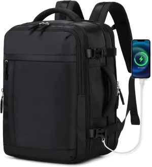 Travel Backpack for Women Carry On Flight Approved Casual Daypack Expandable 2” Laptop Backpack, 17inch 32 liters Black