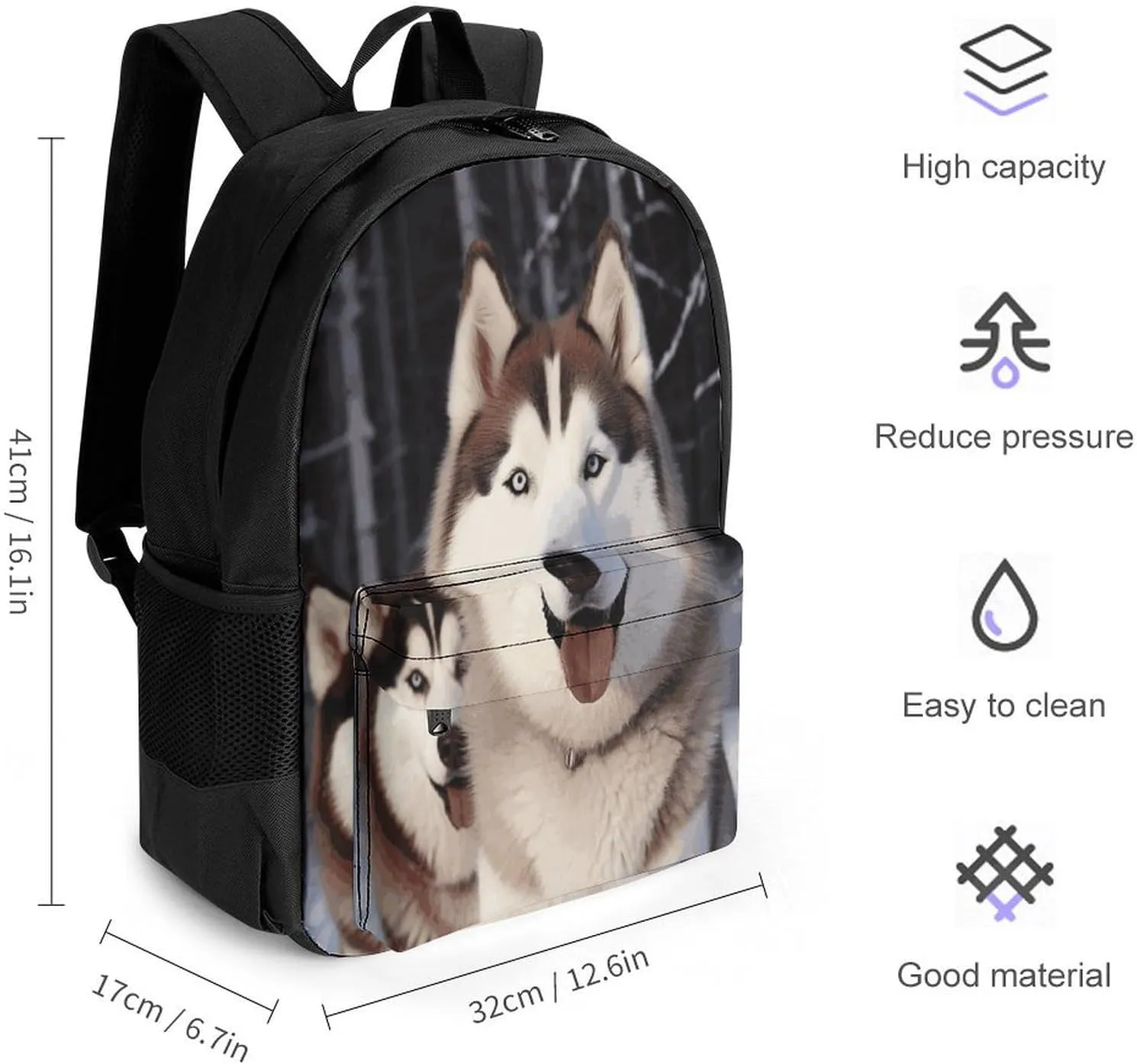 Travel Backpack Lightweight Laptop Backpack Personalized Huskies Casual Backpacks For Men Womens