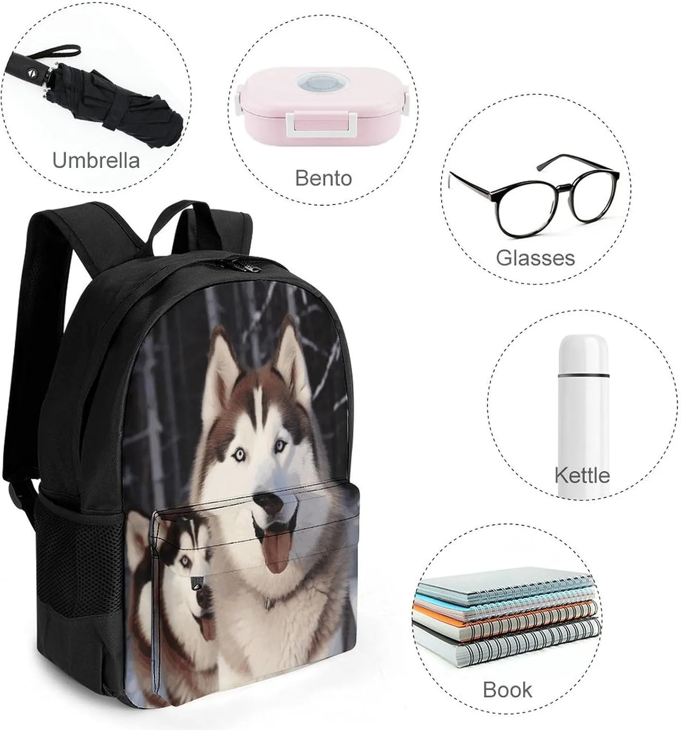Travel Backpack Lightweight Laptop Backpack Personalized Huskies Casual Backpacks For Men Womens