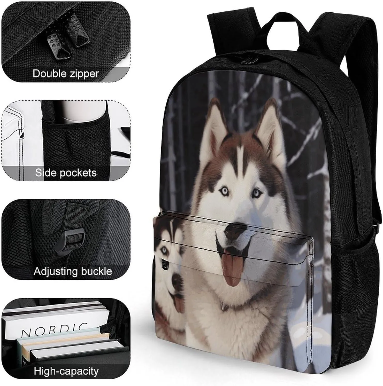 Travel Backpack Lightweight Laptop Backpack Personalized Huskies Casual Backpacks For Men Womens