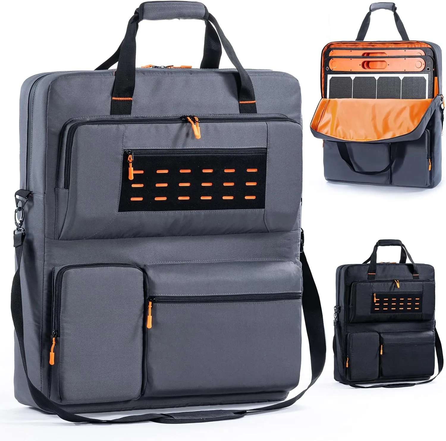 Travel Carrying Case Compatible with Jackery SolarSaga 100W 100X 200W - Solar Panel Storage Bag for 2 Battery Panels with Multiple Pocket