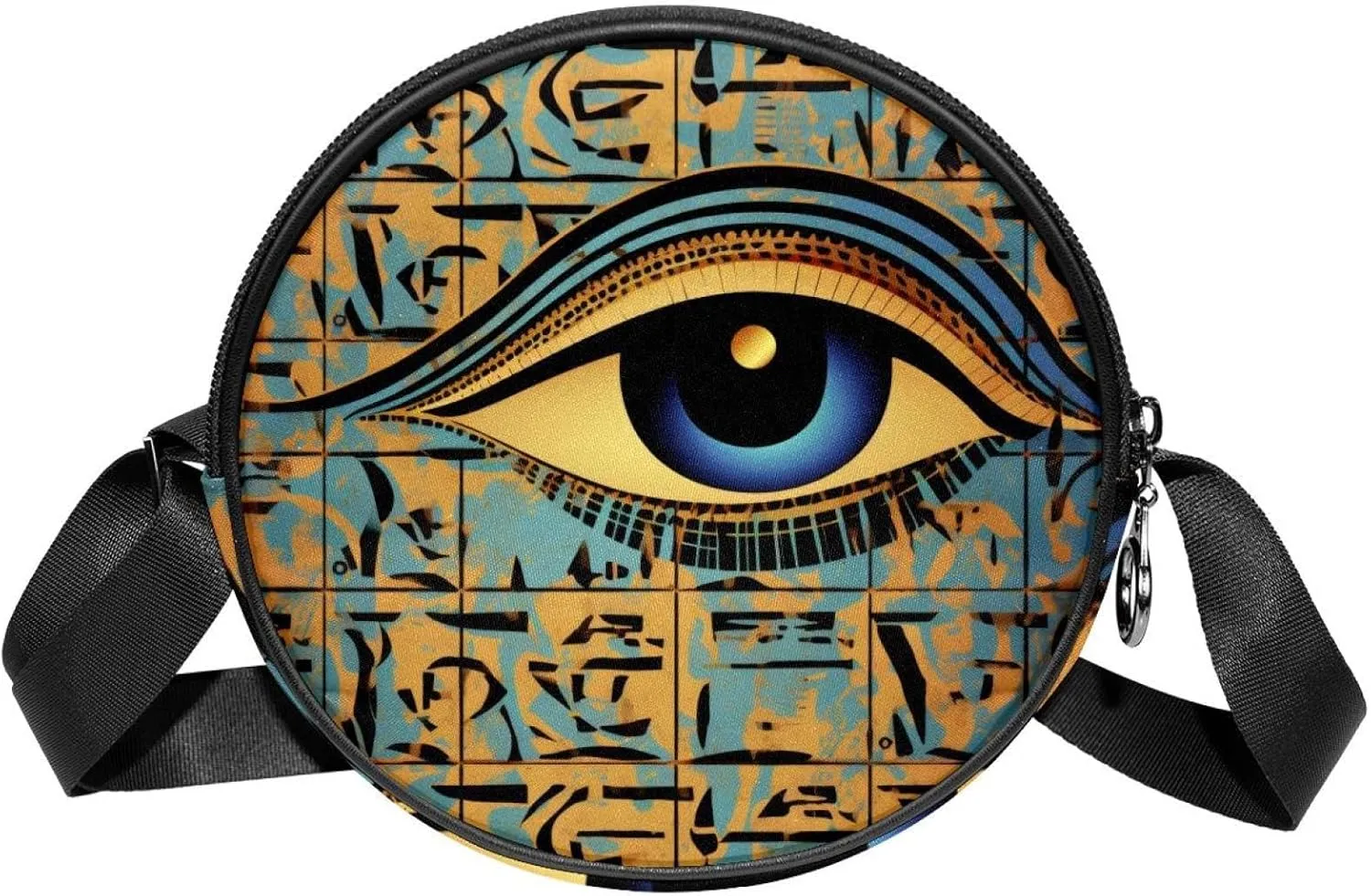 Travel Crossbody Bags for Women, Round, Shoulder Bag, Egyptian Patterns Eye
