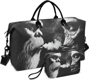 Travel Duffel Bag Alien Sasquatch Funny Black, Gym Bags with Multiple Interior Pockets for Men Women Toiletry Purse Included 20.5”x 1.9” x 13.8”