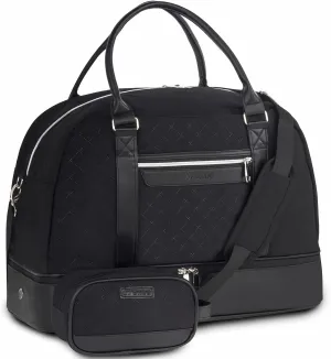 Travel Duffel Bag with Toiletry Bag for Women, Foldable Weekender Bag with Shoe Compartment Personal Item Overnight Bags Carry On Luggage Bag Gym Sport, Black