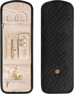 Travel Jewelry Holder Organizer Case, Foldable Jewelry Storage Bag, for Necklaces Rings Earrings Bracelets, Small, Black