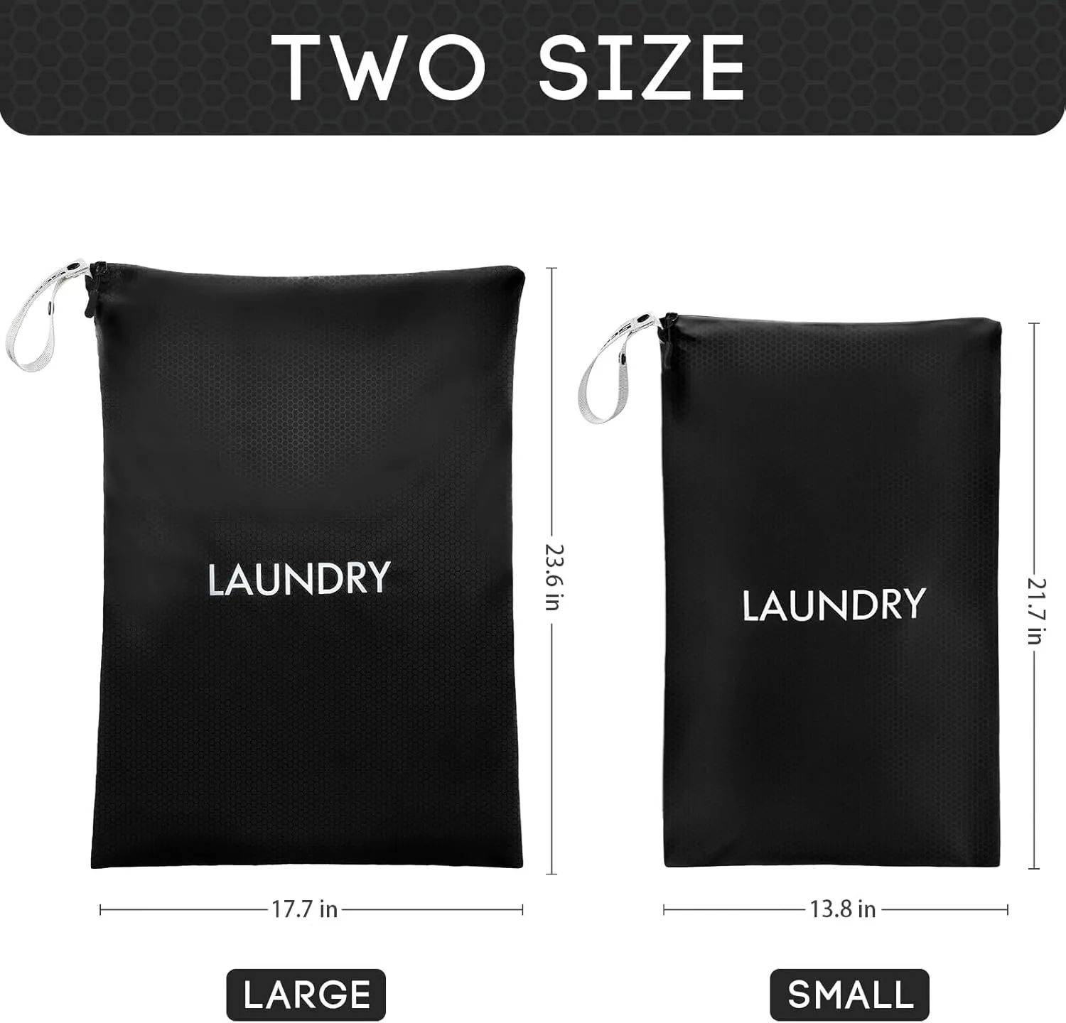 Travel Laundry Bag (2 Pcs - Large   Small) - Foldable Waterproof Washable Wet Dry Bag for Gym, Swimming, Yoga, and Workout Perfect for Dirty Clothes, Bathing Suits, Travel Accessories Black