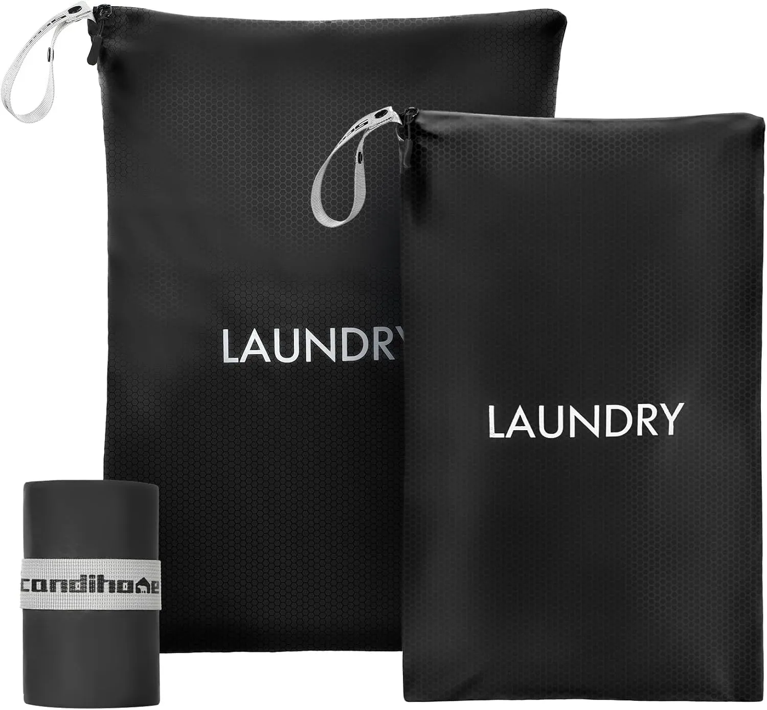 Travel Laundry Bag (2 Pcs - Large   Small) - Foldable Waterproof Washable Wet Dry Bag for Gym, Swimming, Yoga, and Workout Perfect for Dirty Clothes, Bathing Suits, Travel Accessories Black