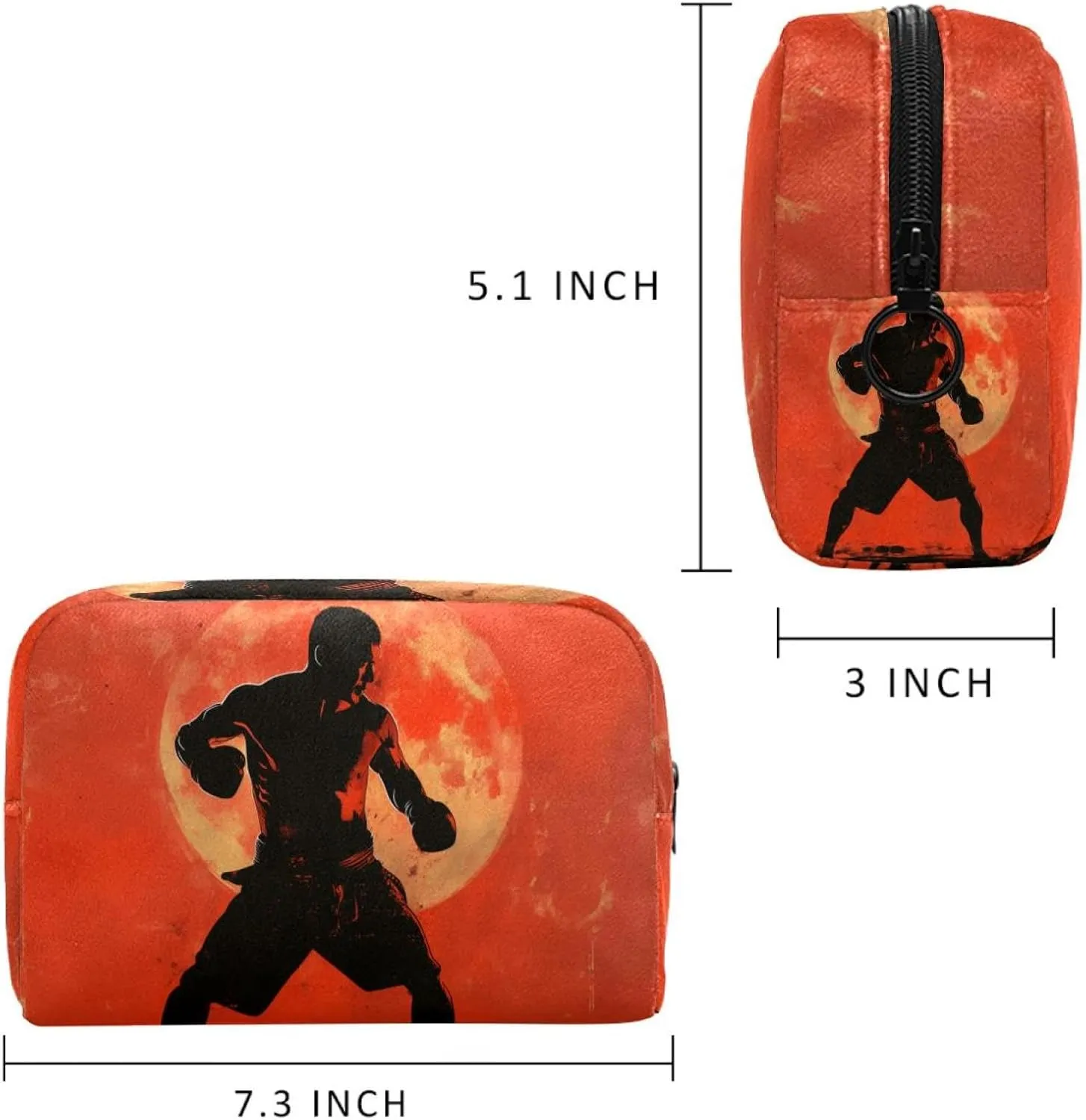 Travel Makeup Bag Muay Thai Red Cosmetic Bag Toiletry Bag Portable Pouch For Women 7.3x3x5.1in