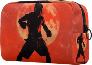 Travel Makeup Bag Muay Thai Red Cosmetic Bag Toiletry Bag Portable Pouch For Women 7.3x3x5.1in