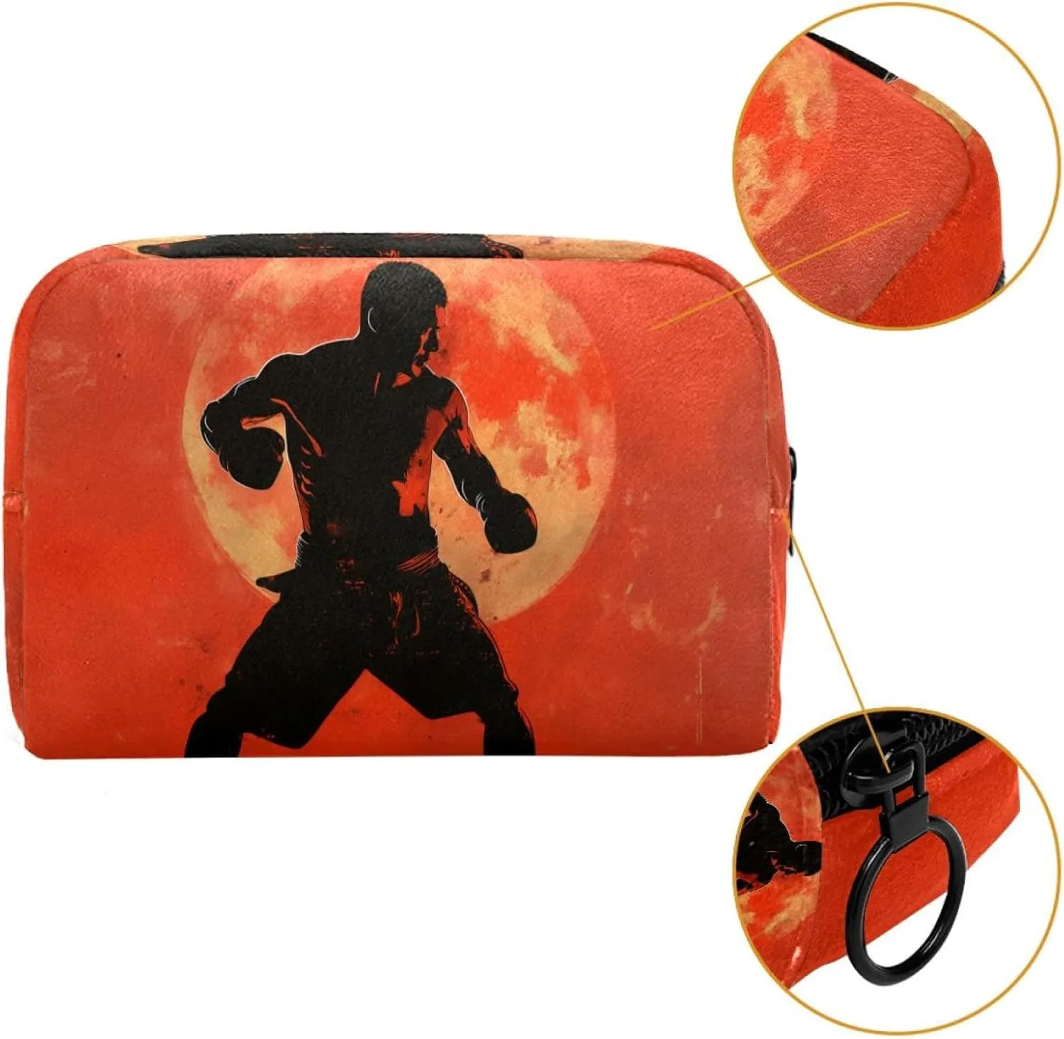 Travel Makeup Bag Muay Thai Red Cosmetic Bag Toiletry Bag Portable Pouch For Women 7.3x3x5.1in
