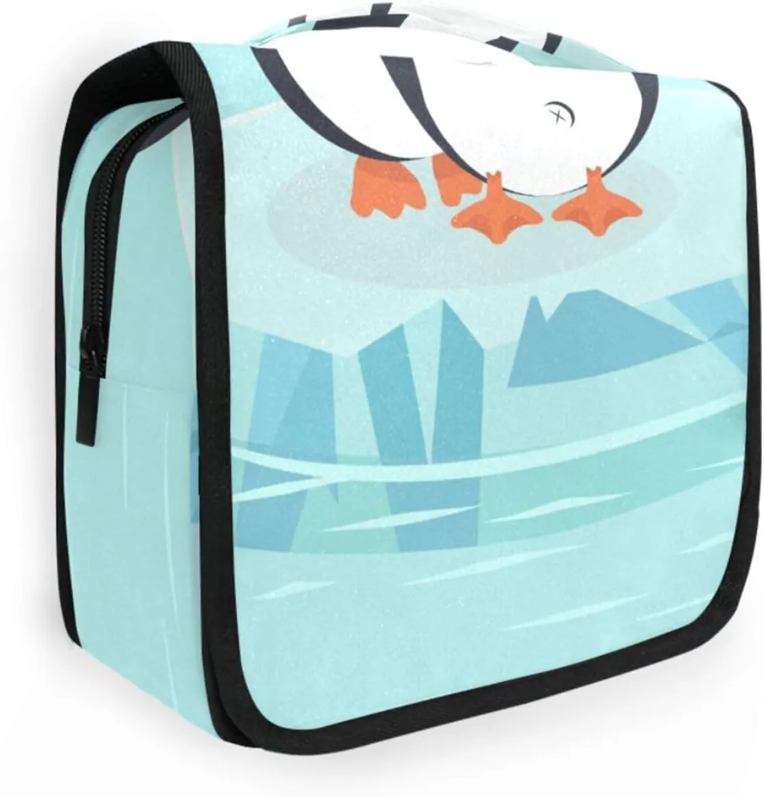 Travel Toiletry Bag Cosmetic Bag Cute Penguin Hug on Ice Floe Portable Hanging Cosmetic Case Traveling With Leakproof Compartment Makeup Toiletries Cosmetic Organizer for Men Women