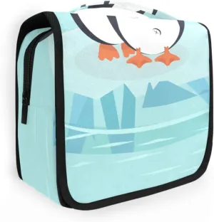 Travel Toiletry Bag Cosmetic Bag Cute Penguin Hug on Ice Floe Portable Hanging Cosmetic Case Traveling With Leakproof Compartment Makeup Toiletries Cosmetic Organizer for Men Women