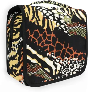 Travel Toiletry Bag Cosmetic Bag Leopard Zebra Element Portable Hanging Cosmetic Case Traveling With Leakproof Compartment Makeup Toiletries Cosmetic Organizer for Women Men