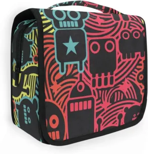 Travel Toiletry Bag Cosmetic Bag Robot and Monsters Cool Portable Hanging Cosmetic Case Traveling With Leakproof Compartment Makeup Toiletries Cosmetic Organizer for Women Men