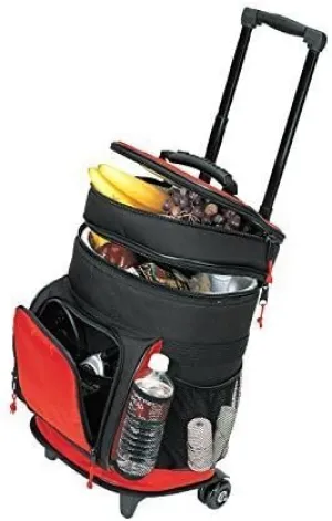 Travel5.0 Deluxe Ripstop Beach Travel Rolling Cooler with Wheels, RED
