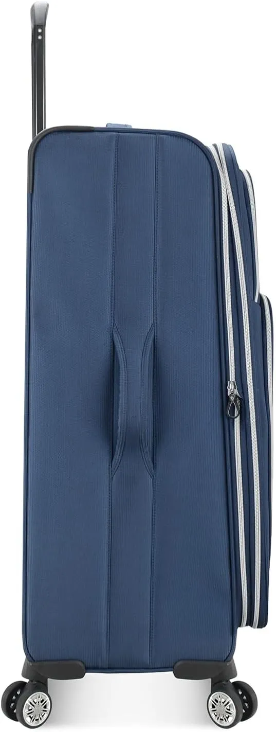 Traveler's Choice Lares Softside Expandable Luggage with Spinner Wheels, Navy, Checked 30-Inch