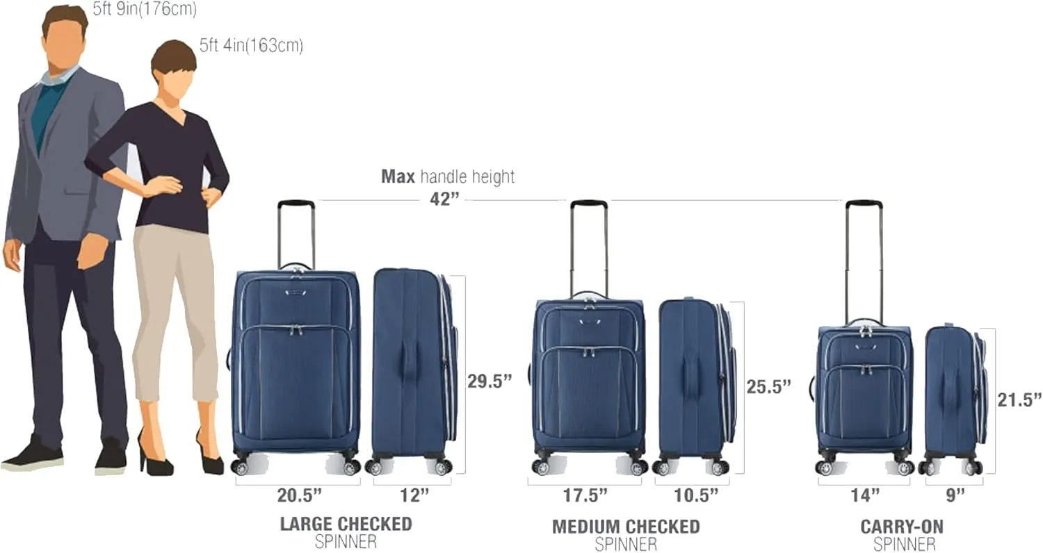 Traveler's Choice Lares Softside Expandable Luggage with Spinner Wheels, Navy, Checked 30-Inch